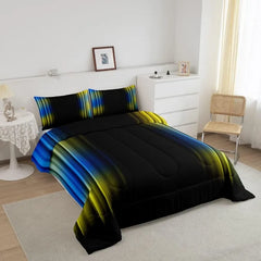 Comforter Set Kids Teens Dark Blue and Black Striped Bedding Bed Set Decor Modern Fashion Comforter Inner Fill Bedroom