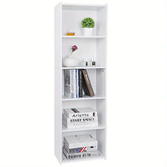 5-Tier Reversible White Open Shelf Bookcase Bookcase Bookshelf Storage Home