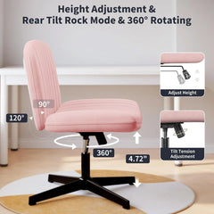 Office Chair Desk Chair Reading Chair with Wider Cushion for Sitting in Tailored Seat, Rocker Function, Home 360° Swivel Chair