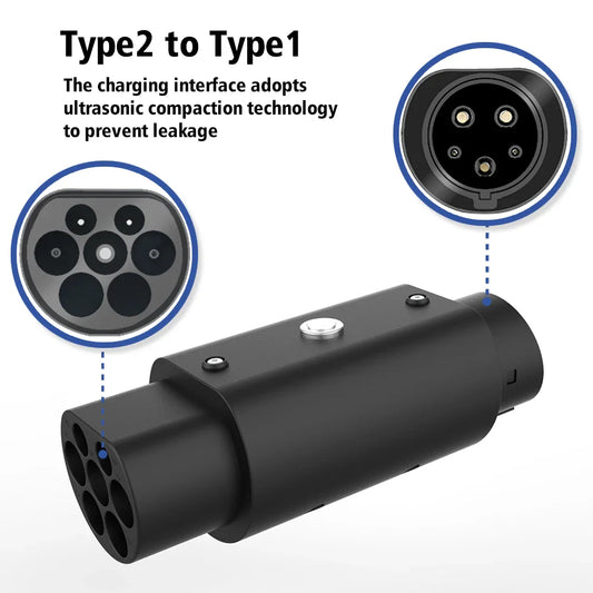 LONLINK TYPE 2 TO TYPE 1 EV Charger Adapter 3 Phase 32A 22KW converterStandard Electric vehicle charging EvConnector For Ev Car