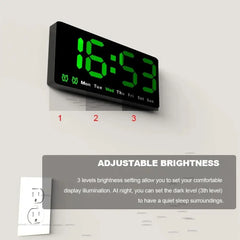 Large Colorful LED Digital Alarm Clock With DateTemperature 2 Alarms Large Display Day Clock Battery Backup 12/24H Wall Clock