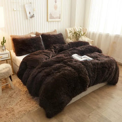 Plush Shaggy Duvet Cover Luxury Ultra Soft Crystal Velvet Bedding 1PC(1 Faux Fur Duvet Cover),Zipper Closure