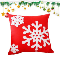 Christmas Embroidered Pillow Cover 18X18 Inch Embroidery Snowflake Decorative Pillowcase Zipper Closure Pillowcase Enhance Room