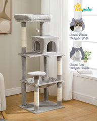 Cat Tree for Indoor Cats 5-Level Cat Tower for Large Cats with Large Hammock Sisal Covered Scratching Posts Cozy Condo Top Perch