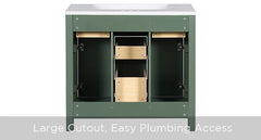 36 Bathroom Vanity with Sink Freestanding Modern Bathroom Vanity Cabinet with Sink Top 4Drawers and 2Storage Cabinets Solid Wood