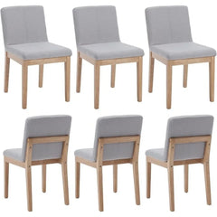 Farmhouse Kitchen Dining Room Chairs Set of 4 with Rectangle Backrest Mid Century Linen Fabric Upholstered Parsons Chairs