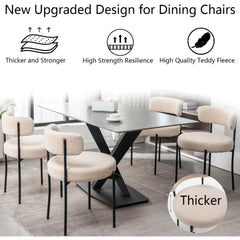 Dining Chair Set of 4 with Black Metal Legs for Dining Room, Kitchen, Round Modern Upholstered Dining Chair