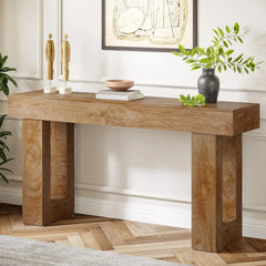 63-Inch Long Console Table, Farmhouse Wooden Sofa Table Behind The Couch, Narrow Entryway Table for Entrance, Hallway