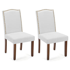 JHK Dining Chairs Padded Backrest Set Of 2 Thickened Sponge Cushion  Upholstered Fabric Kitchen Chairs With Nailhead Trim Home