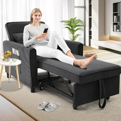 Sleeper Sofa,Sofa Bed 4 in 1 Pull Out Couch Bed w/Storage Bag,Adjustable Backrest & Armrests Chaise for Living Room