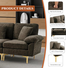 U-Shaped Sectional Sofa Couch, 4 Seat Sofa Set for Living Room, Convertible L-Shaped Velvet Couch Set with Chaise Lounge