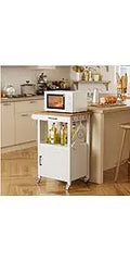 Kitchen Island with Drop Leaf and Storage, on Wheels Two Drawers, Large Storage Cabinet, Towel Rack Spice Cart Brown