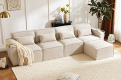 Shaped Modular Couch with Reversible Chaise,Luxury Modular Sectional Sofa for Living Room, Apartment