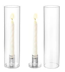 2 Pcs/ 10 Pcs Hurricane Glass Candle Holders for Taper Candles with Cylinder Covers Candlesticks Holder Stand for Wedding Decor