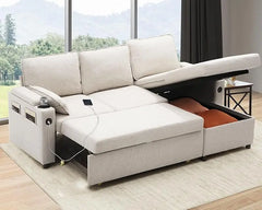 Sofa Bed Sleeper Pull Out 2 in 1 Sectional Couches with Storage,USB,Cup Holder,Pullout Sectional Couches