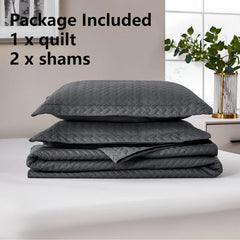 Lightweight Bedspread Ultrasonic  Pattern Light Coverlet for All Season Comforter Bedding Decor - 3 Piece Bed Cover Sets