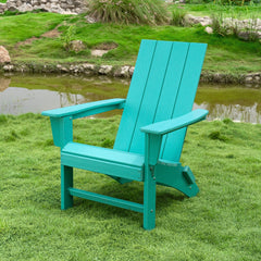 HDPE Folding 2 Adirondack Bench Lounge Chairs with Footrest &Table Outdoor Patio