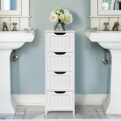 FreeStanding Bathroom Storage Cabinet with 4 Drawers Organizer Side Organizer