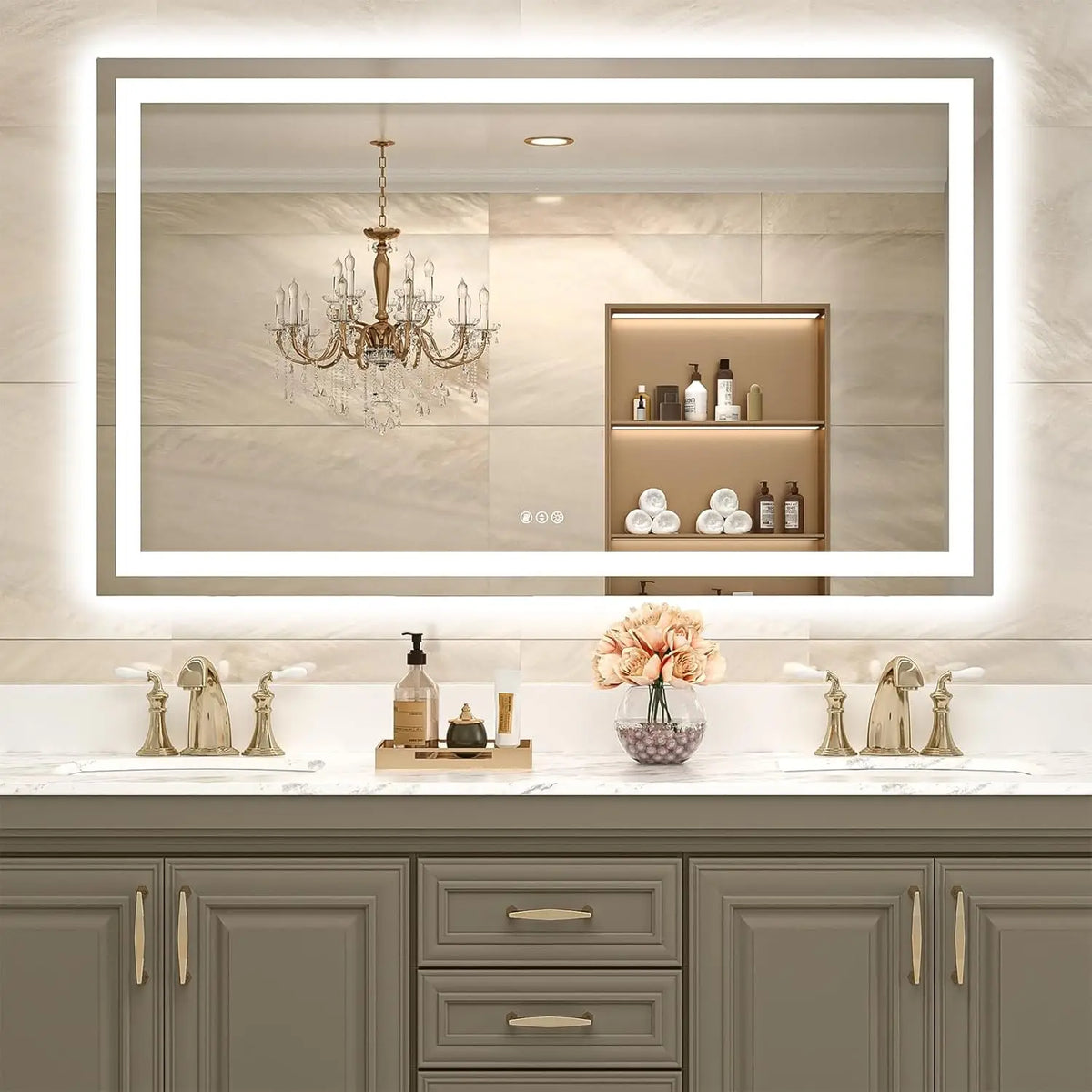 60x36 Inch Modern LED Bathroom Mirror - Smart Backlit Vanity Mirror with Anti-Fog, Dimmable Lights, Wall Mounted Over Sink, 1/5