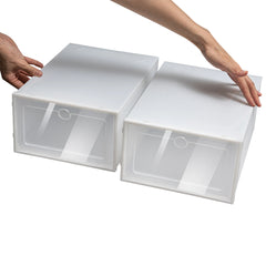 24PCS/Set Clear Plastic Stackable Shoe Organizer Foldable Flip Shoe Boxes for Closet Space Saving Shoe Rack Sneaker Container