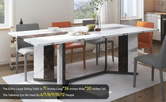 Dining Table, 71-Inch, Seats 8 with Wooden Waterproof Table Top, Adjustable Legs, Family Dining Table Set