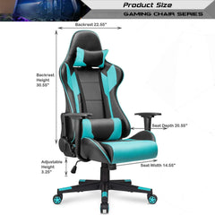 Game chair, high back leather office chair, ergonomically adjustable rotating task chair, headrests and lumbar support