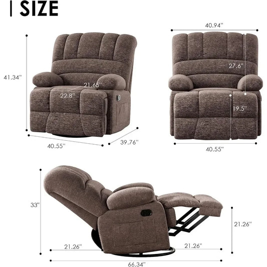 Living Room Chair, Oversized Swivel Rocker Recliner Chairs for Adults,  Living Room Chair