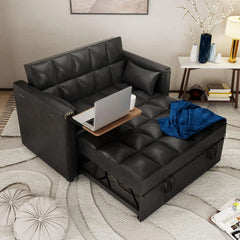 Convertible Sofa Bed 3-in-1 Multi-Functional Velvet Sleeper Couch Pull-Out Bed, 48'' Bed Chaise Lounge with Backrest and Pillows