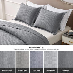 Lightweight Bedspread Ultrasonic  Pattern Light Coverlet for All Season Comforter Bedding Decor - 3 Piece Bed Cover Sets