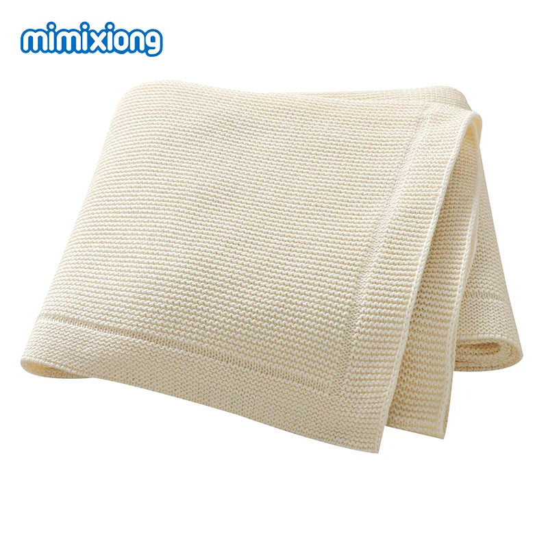 Cotton Baby Blankets Knitted 100*80cm Solid Color Quilts for Newborn Boy Girl Stroller Bedding Swaddle Wrap Portable All Seasons