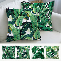 4Pcs Pillow Case Cushion Cover with Zipper Tropical Plants Print Decorative for Sofa Couch Car Cushion Square Pillowcase NEW