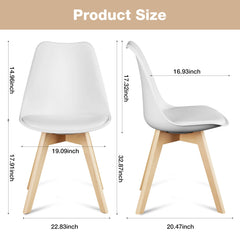 JHK PU Leather Dining Chairs Set of 4 Wooden Legs Lounge Chair for Home Kitchen Comfortable Sponge Cushion Living Room Chair