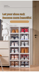 6 Layers Shoes Box Foldable Transparent Sneaker Shoe Storage Organizers Box Stackable Dustproof High-top Cabinet Shoe Rack Shelf