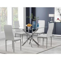 Tempered Glass Dining Table with Chromed Legs,47in Rectangular Kitchen Table for Kitchen Dining Room Home Office (47.24 * 27.55)