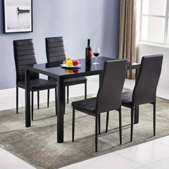 4 PCS PU Leather Dining Chairs Kitchen Backrest Elegant Chair