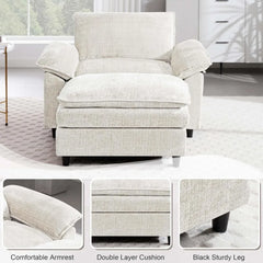 51.9" Oversized Cloud Accent Chair with Ottoman, Modern Chaise Lounge door, Comfy Chenille Single Sofa Couch Chair