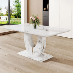 67”Modern Dining Table for 6,Rectangular kitchen table with faux marble tabletop ＆ Ideal for Dining Room, Kitchen Room