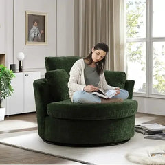 42'' W Living Room Chair, 360 Degree Oversized Swivel Accent Chairs, Modern Upholstered Arm Chairs, Comfy Round Swivel Chair