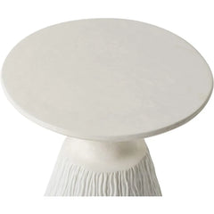 Outdoor Side Table, Mushroom Shaped MgO Accent Table, Lightweight Patio End Table with Rotund Base