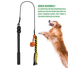 Extendable Flirt Pole Interactive Dog Toys for Small Large Dogs Chase Drag Chew Toys Outdoor Training Exercise Entertainment