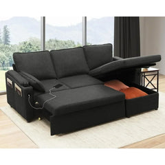 Sofa Bed Sleeper Pull Out 2 in 1 Sectional Sleeper Sofa with Storage,USB, Cup Holder,Pullout Sectional Couches for Apartment