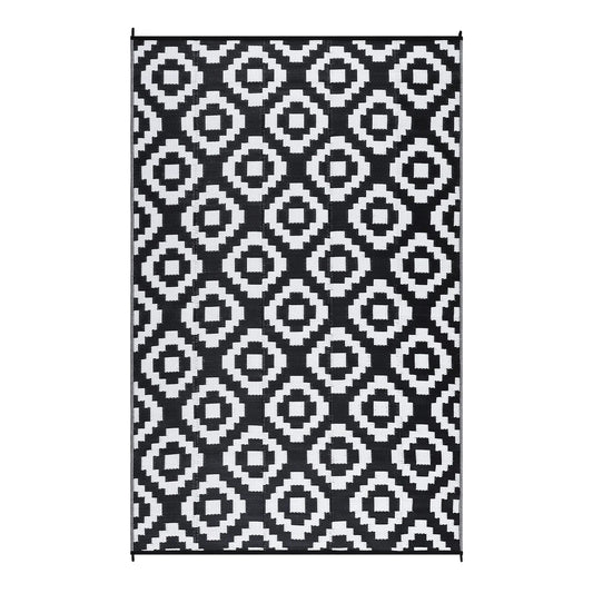 Outdoor Rug Plastic Straw Rug Modern Geometric Waterproof Rug Reversible Outdoor Floor Mat for Patio Porch Backyard Picnic Campi