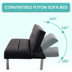 Futon Sofa Bed Faux Leather Futon Couch Modern Convertible Folding Sofa Bed Couch with Chrome Legs Reclining