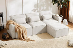 Shaped Modular Couch with Reversible Chaise,Luxury Modular Sectional Sofa for Living Room, Apartment