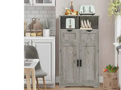 Bathroom cabinet, large storage rack, bathroom cabinet with 2 drawers and 2 shelves, bathroom floor standing cabinet