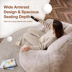 Giant Bean Bag Bag Sofa Chair with Armrests, Bean Bag Couch Stuffed High-Density Foam, Plush Lazy Sofa Comfy