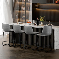 Bar Stools Set of 4, 26inch Counter Height Bar Stools with Back, Modern Faux Leather Bar Stools with Metal Legs and Footrest