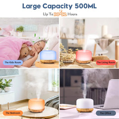 500ML Aromatherapy Oil Diffuser, Auto Shut Off (When Water Runs Out) Essential Oil Aroma Diffuser Humidifier for Home Office