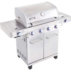 Grills 4-Burner Propane Gas Grills Stainless Steel Cabinet Style with Side & Side Sear Burners, Built-In Thermometer, BBQ Grill