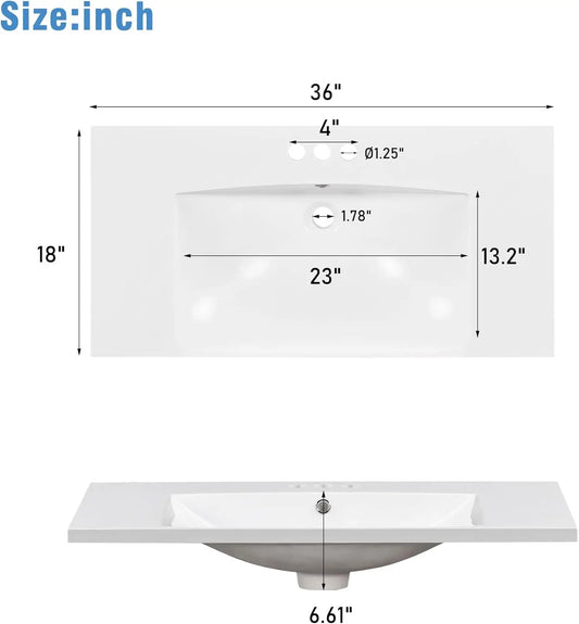 36  Bathroom Vanity with Sink Top Set  Bathroom Storage Cabinet with Soft Close Doors and Drawers  Modern Cabinets for Bathroom